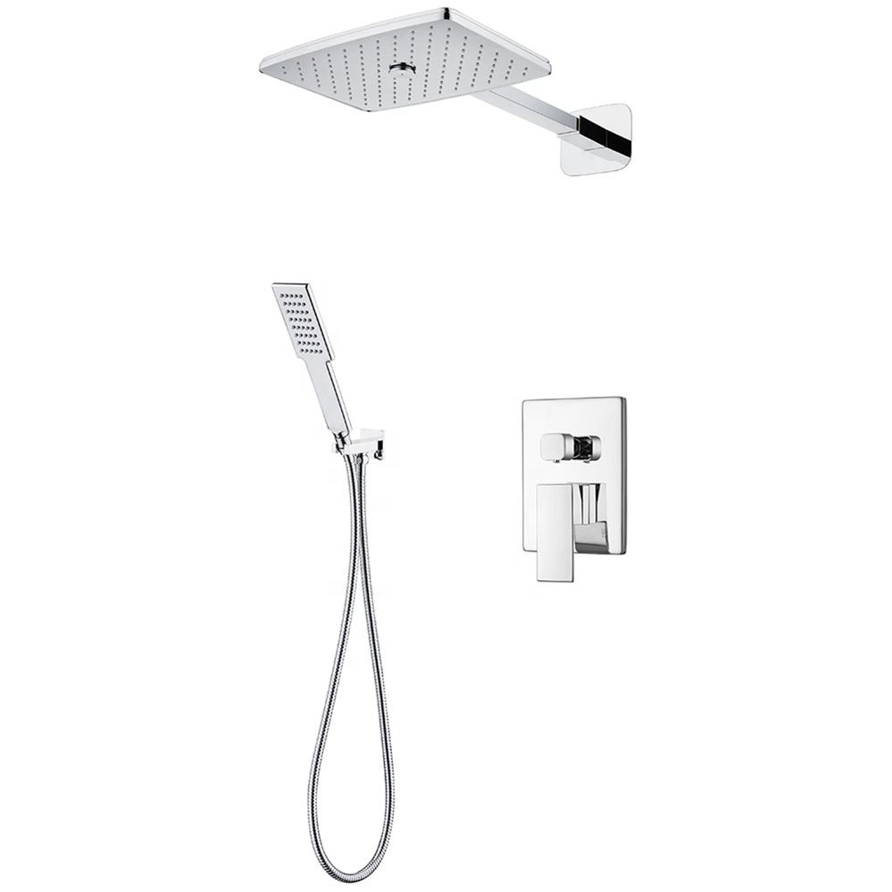 Modern Hot Cold Water Matt Black Wall Mounted Thermostatic Brass Concealed Shower Mixers Faucet