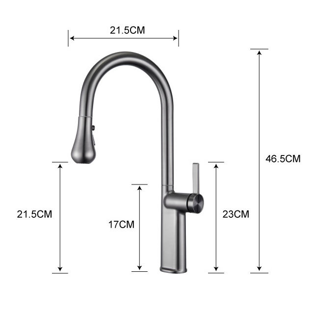 Commercial Gourmet Pull-Down Kitchen Mixer Faucet 3-Way Deck Mount