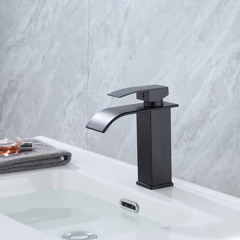 Stainless Steel Basin Lavatory Faucets Hot Cold Water Hotel Bathroom Waterfall Mixer Tap