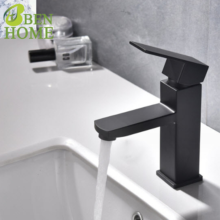 Hot and Cold Water Mixer Tap Deck Mounted Sink Tap and Faucet Black Basin Faucet Taps