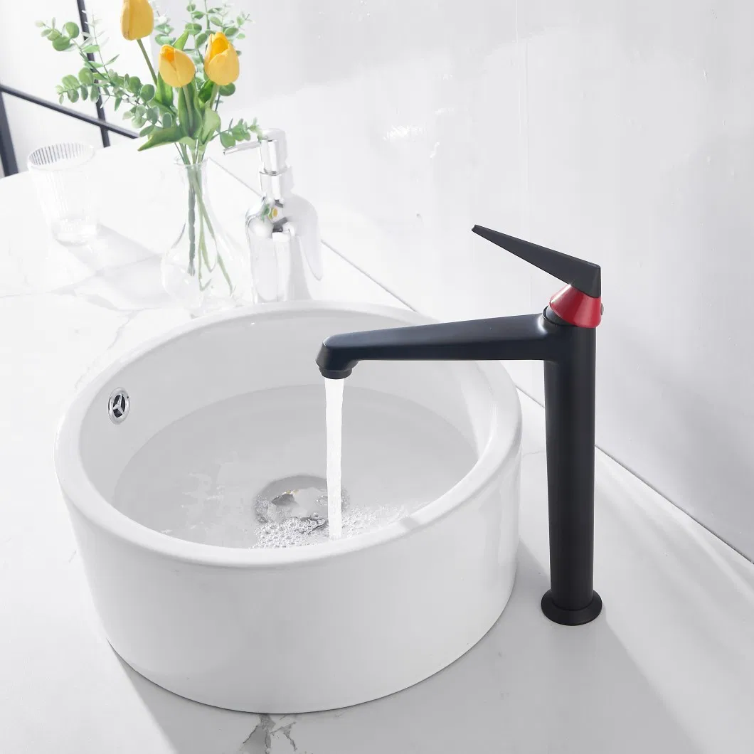Huadiao New Sleek Matte Black Washbasin Brass Basin Mixer Tap Bathroom Faucet