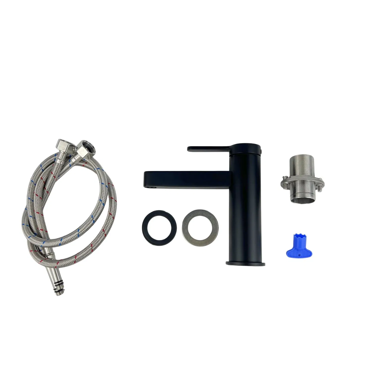 China Manufacturer Elegant Deck Mounted Black SS304 Bathroom Basin Mixer Faucet