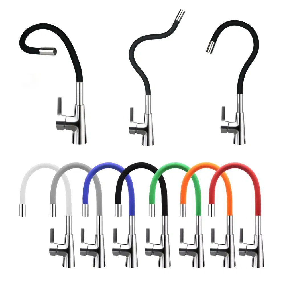 Sanipro Customized Color 360 Degree Rotation Hot and Cold Mixer Sink Taps Flexible Silicon Hose Pull out Brass Kitchen Faucet