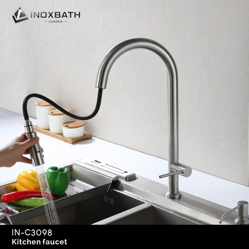 High-Quality Pull Down Stainless Steel Cold Kitchen Faucet with Drip-Free Function