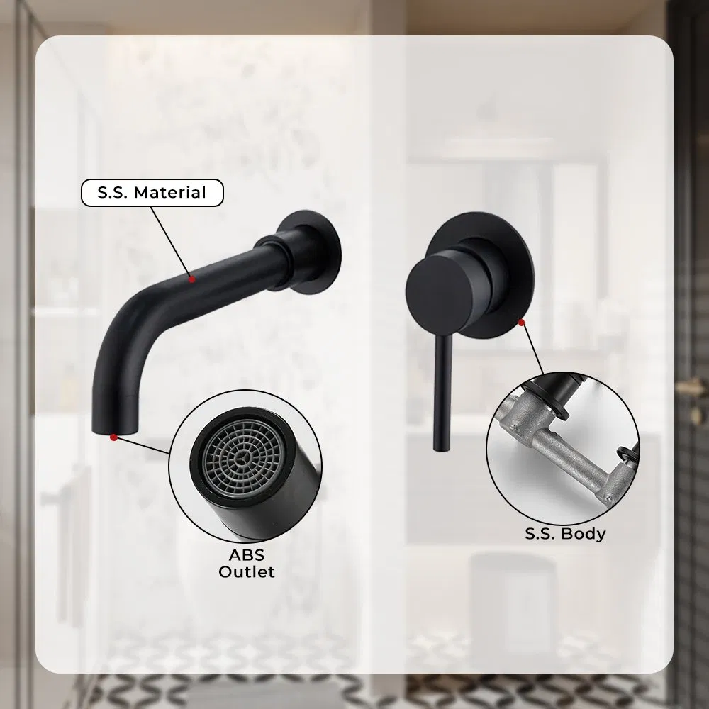 Sleek Matte Black SUS304 Concealed Basin Faucet for Modern Bathrooms