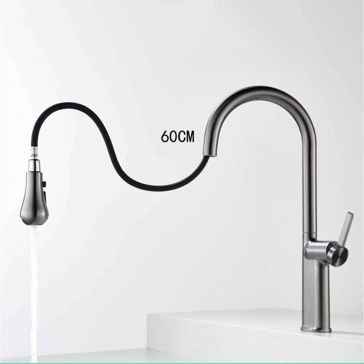 Commercial Gourmet Pull-Down Kitchen Mixer Faucet 3-Way Deck Mount
