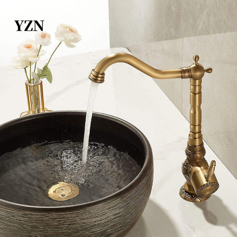 Vintage All-Copper Hot and Cold Bathroom Faucets