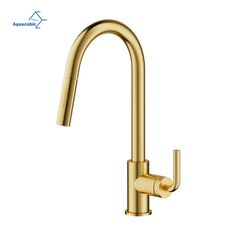 European Style Brushed Gold Finished Double Handles Faucet Brass Three Holes Basin Mixer Bathroom Taps