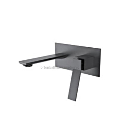 Ortonbath Bathroom Black Golden Brass Wall Mounted Single Lever Cold and Hot Sink Faucet Basin Mixer Water Tap