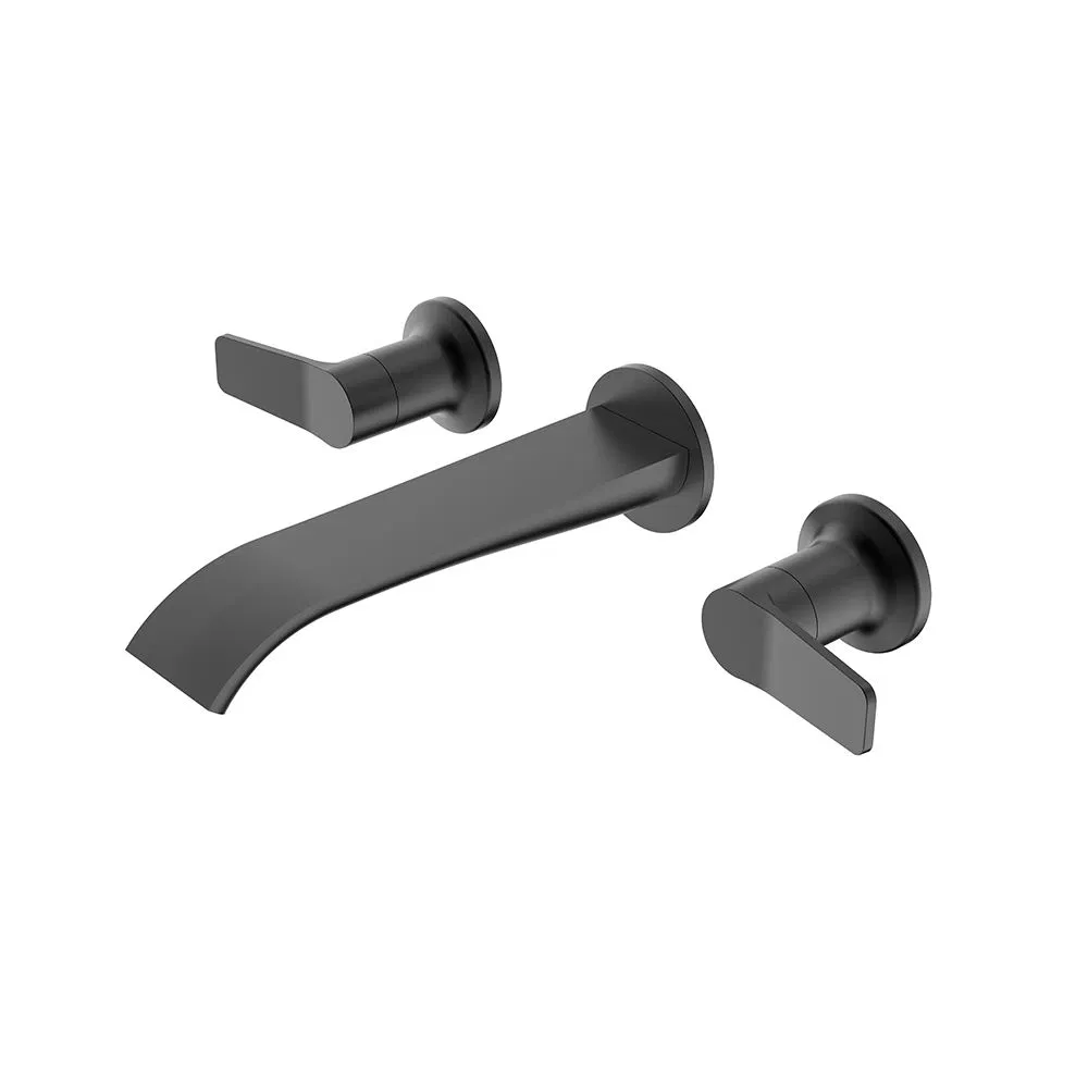 Aqua Gallery Economic Matte Black Solid Brass Commercial Hot Cold Water Taps Basin Mixer Bathroom Water Faucet