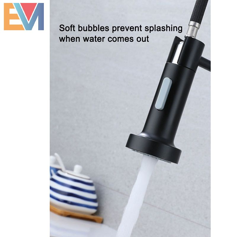 360 Degree Chrome Plating Single Lever Pull Down Deck Mounted Mixer Spring Kitchen Sink Faucet