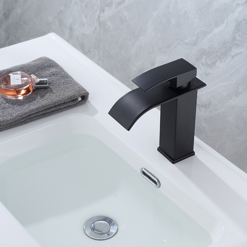 Stainless Steel Basin Lavatory Faucets Hot Cold Water Hotel Bathroom Waterfall Mixer Tap