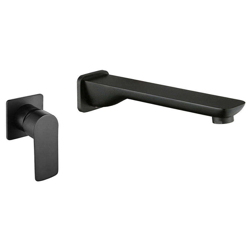 Matt Black Hot and Cold Water Supply Wall Mounted Solid Brass Bathroom Faucets