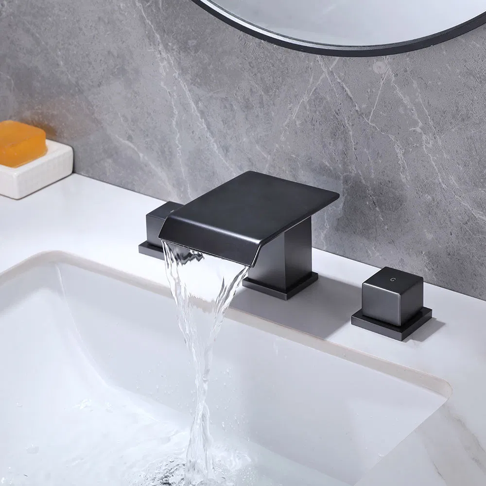 Bathroom Bathtub Faucet Waterfall Wall Exposed Brass Brushed Gold Finished Bath Faucet with Hand Shower