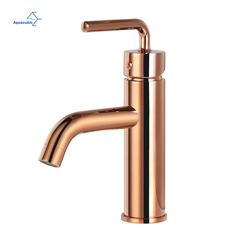 Factory Wholesale Rose Gold Finished Single Handle Basintap Brass Bathroom Faucets for Vessel Sinks