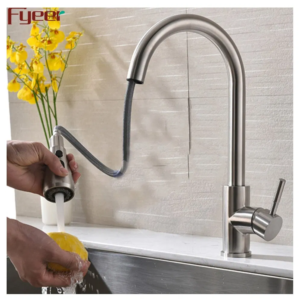 Fyeer 304 Stainless Steel Kitchen Mixer Faucet with Pull Down Spray