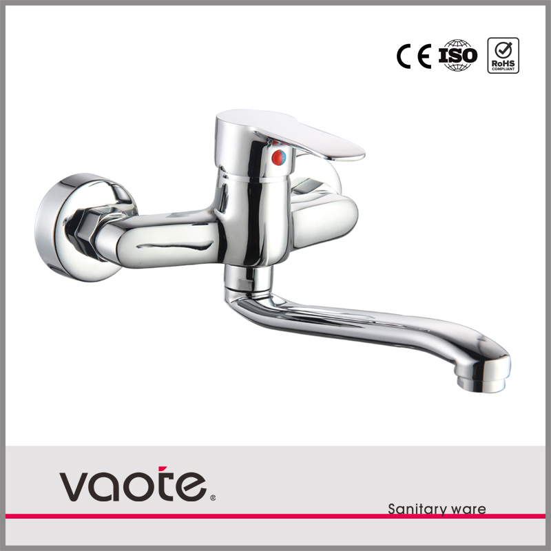 Classic Chrome Brass Wall Mounted Kitchen Sink Faucet for Kitchenroom