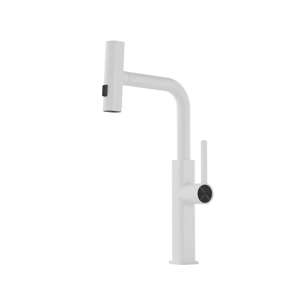 Modern Style Brushed Gold Finished Sink Mounted Flexible Pulling out Copper Kitchen Mixer Faucet