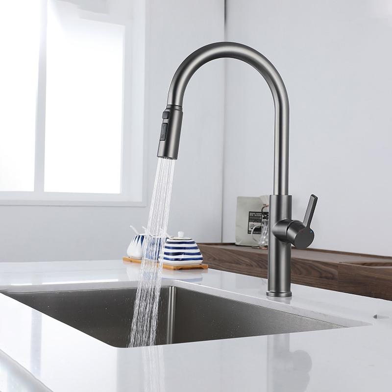 Custom Double Effluent Patterns Faucet Kitchen Hot and Cold Faucet 304 316 Stainless Steel Brushed Mirror Satin for Household/Commercial