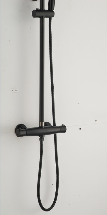 Modern Bathroom Renovation Matte Black Bathtub and Rainfall Shower Set Thermostatic Faucet