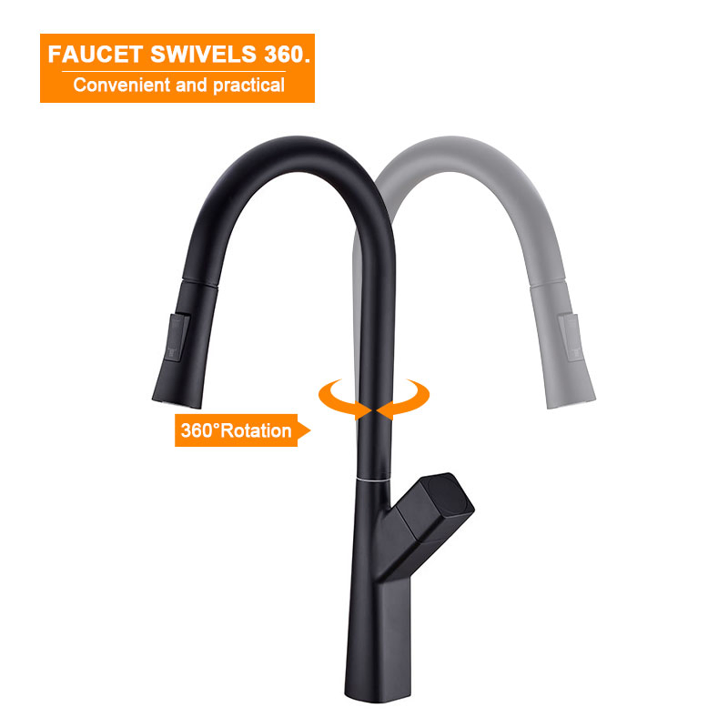 Brass Cold Hot Water2-in-1 Head Pull out Kitchen Faucet with Flexible Spout