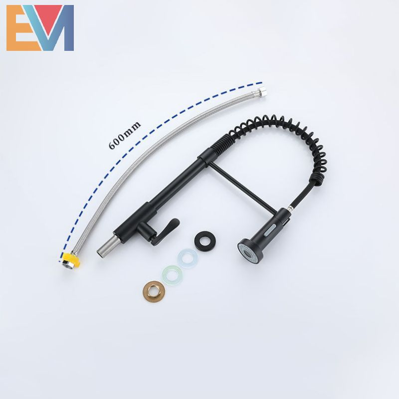 360 Degree Chrome Plating Single Lever Pull Down Deck Mounted Mixer Spring Kitchen Sink Faucet