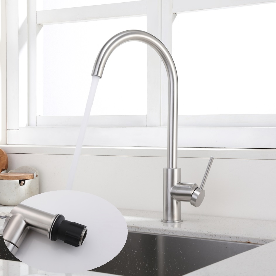 Durable Stainless Steel Pull Down Mixer Tap for Kitchen Island Sink Commercial Faucet