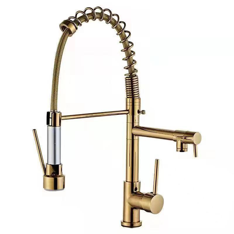 Stainless Steel Silver/Matte Black/Golden Faucet Kitchen 360 Rotation Spring Faucet Multi-Function Pull out Faucet