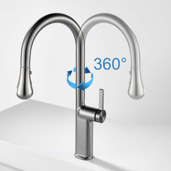 Commercial Gourmet Pull-Down Kitchen Mixer Faucet 3-Way Deck Mount
