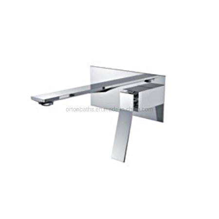 Ortonbath Bathroom Black Golden Brass Wall Mounted Single Lever Cold and Hot Sink Faucet Basin Mixer Water Tap