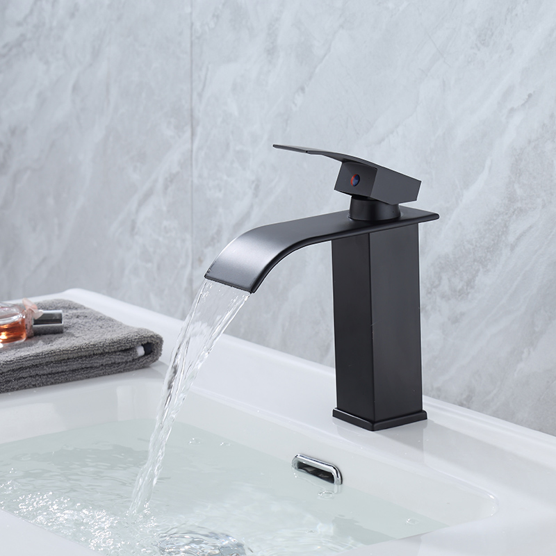 Stainless Steel Basin Lavatory Faucets Hot Cold Water Hotel Bathroom Waterfall Mixer Tap