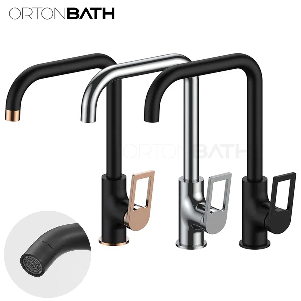Ortonbath Faucet Junction Matte Black Kitchen Faucet Black, Kitchen Faucets with Pull Down Sprayer, Kitchen Sink Faucet, Faucet for Kitchen Sink