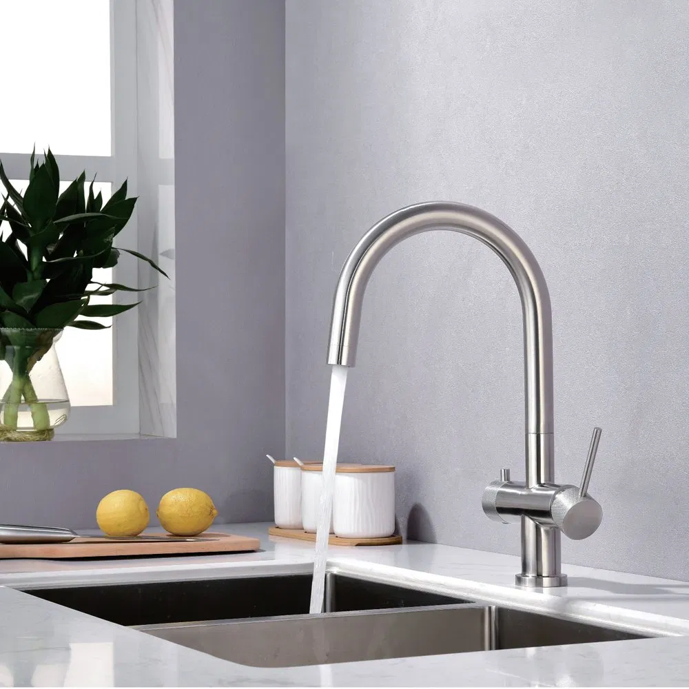 High-End Modern Brushed Stainless Steel 304 Faucet Tap Lead-Free Kitchen Mixer Pull-Down Kitchen Faucets