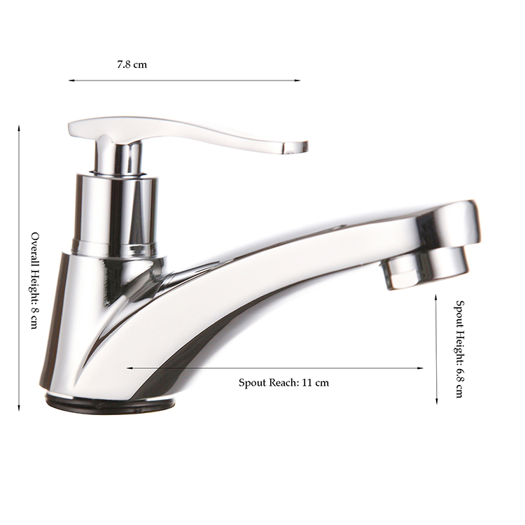 Single Handle Cold Water Tap Chrome Plated Bathroom Zinc Alloy Basin Faucet