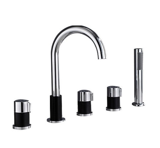Luxury Five Hole Matte Black Factory Direct Supply Dual Handle Basin Faucet Wholesale Price Rotation Basin Faucets