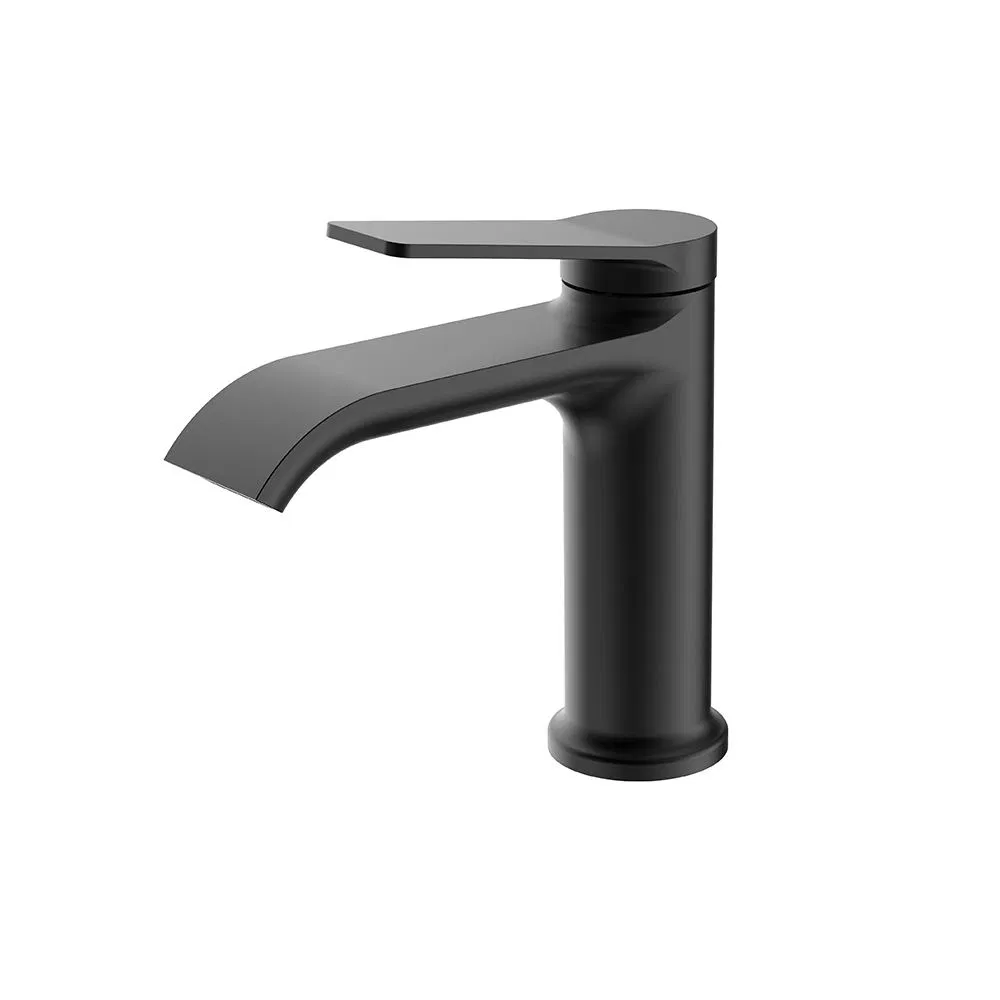 Aqua Gallery Economic Matte Black Solid Brass Commercial Hot Cold Water Taps Basin Mixer Bathroom Water Faucet