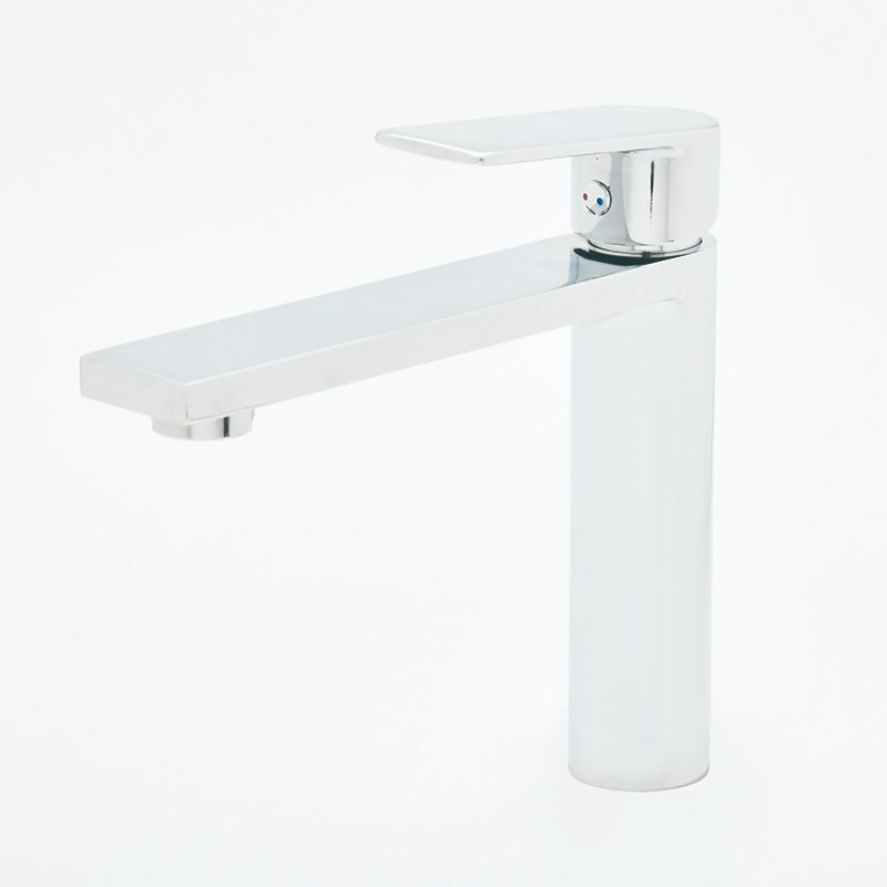 Sanipro High Quality Bathroom Sink Taps Deck Mounted Hot and Cold Mixer Water Tap 304 Stainless Steel Square Basin Faucet