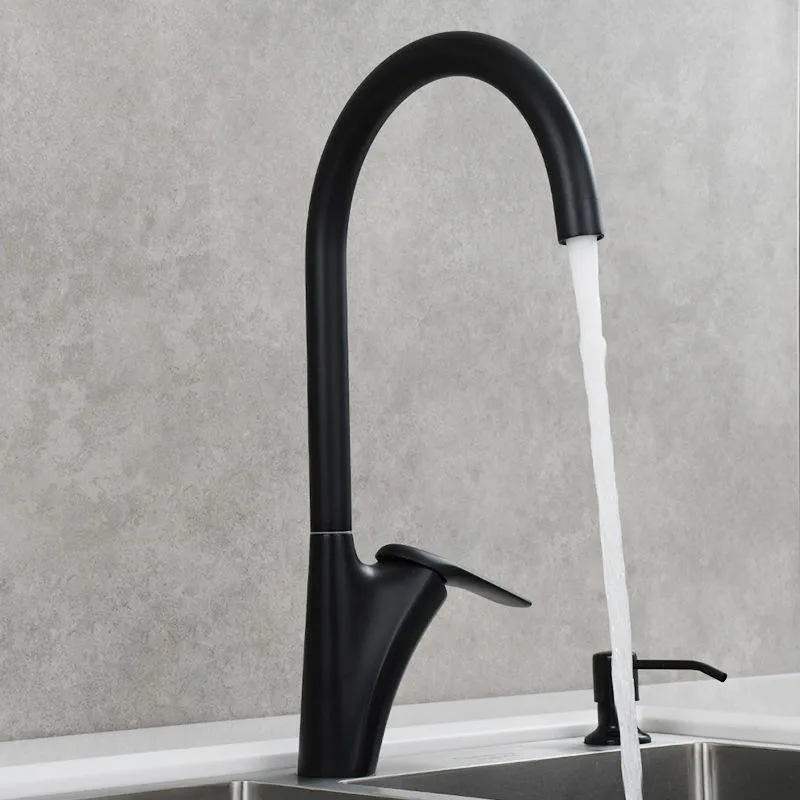 Matte Jet Black High-Arc Kitchen Faucet