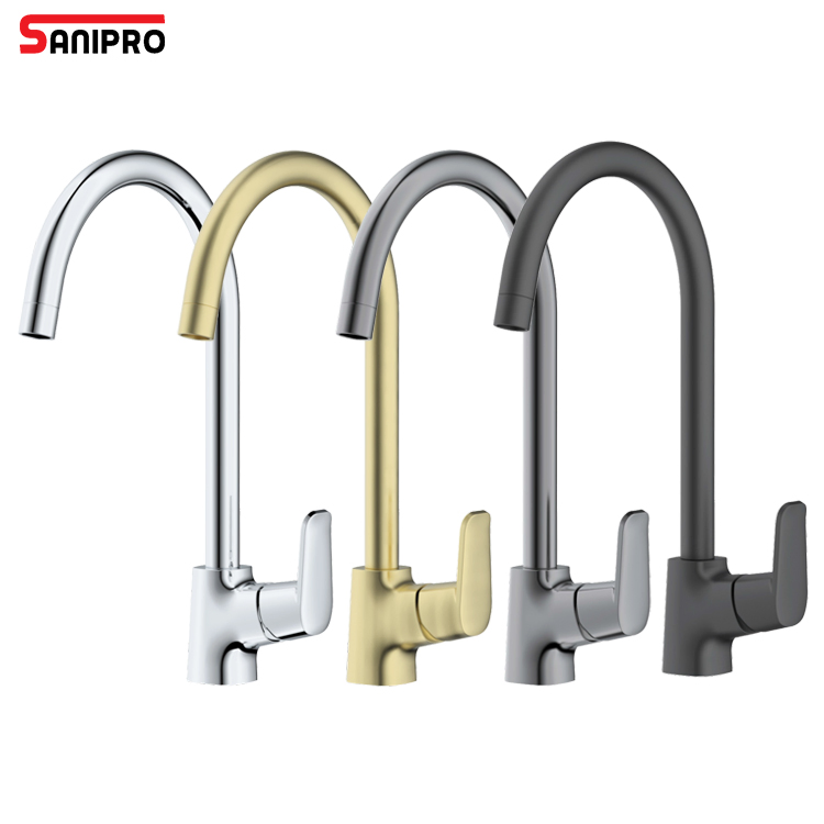 Sanipro Luxury Vanity Matte Black Gold Single Handle Bathroom Sink Taps Sanitary Ware Deck Mounted Brass Basin Mixer Faucet
