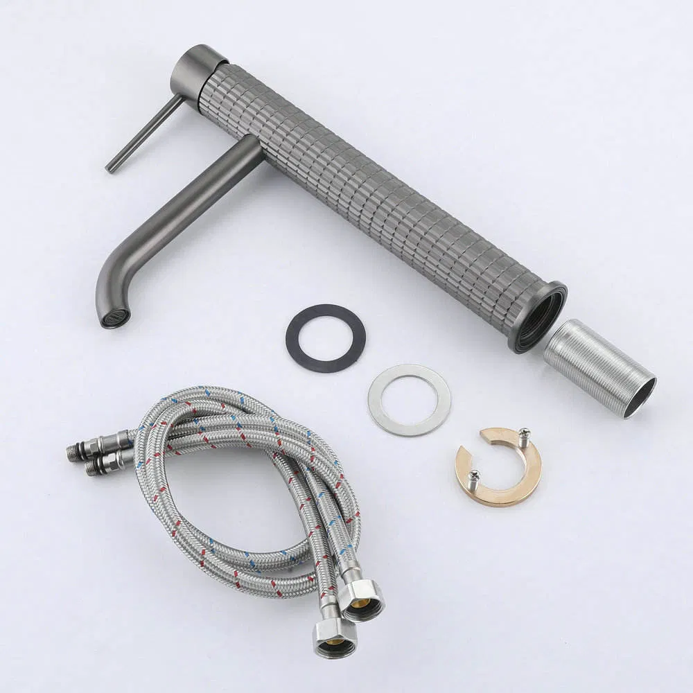 Unique Bathroom Gold Finished Ceramic Cartridge Brass Basin Mixer Single Hole Deck Mounted Hot Cold Water Faucet