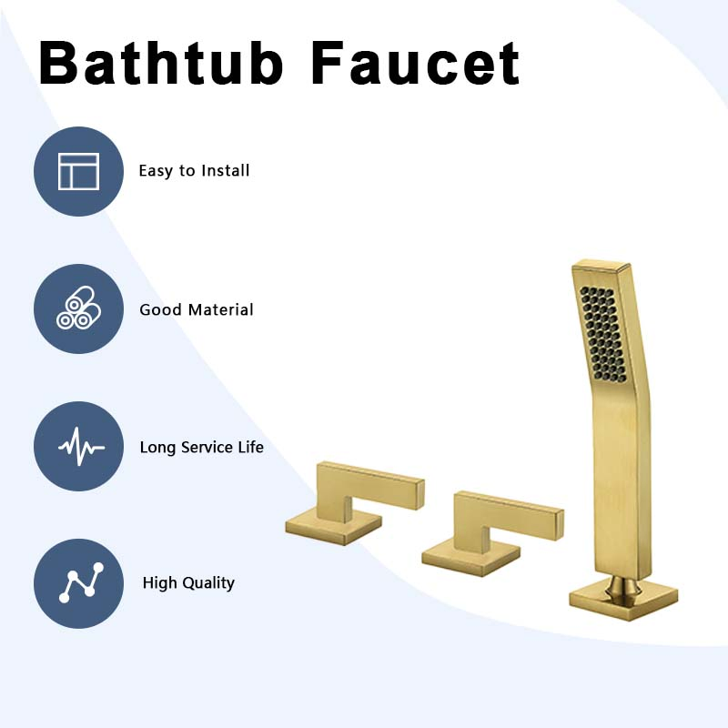 Proway Luxury Gold Color Finished Bathroom Mixer Bathtub Bathtub Faucet Set