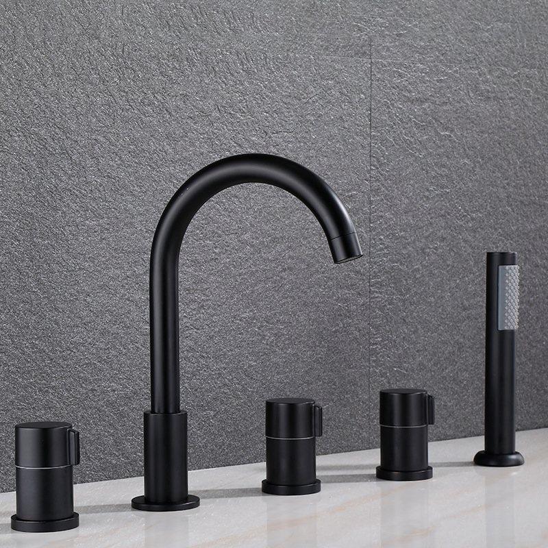 Luxury Five Hole Matte Black Factory Direct Supply Dual Handle Basin Faucet Wholesale Price Rotation Basin Faucets