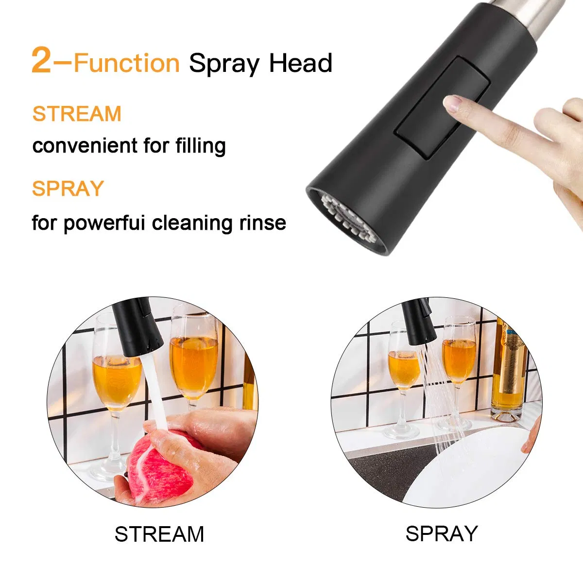 Hot Selling Upc Certified High Arc Black Pull Down Brass Body Kitchen Sink Faucet