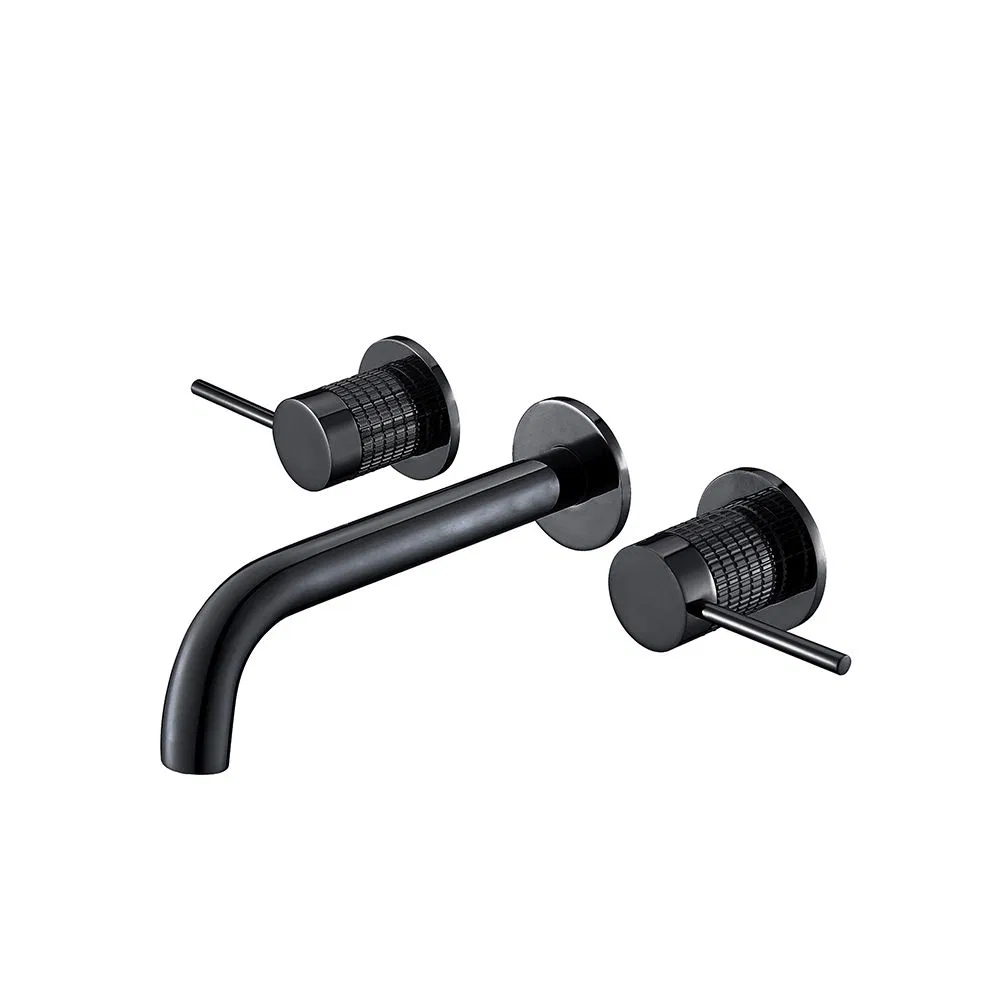 Washroom Faucet Brushed Gold Finished Brass in-Wall Lavatory Wash Faucet