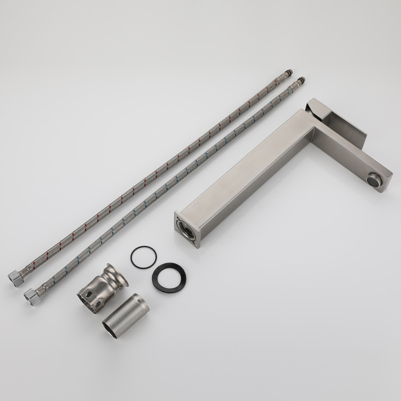 Grey Brushed Bathroom Faucet Single Hole Deck Mounted Basin Brass Mixer Tap