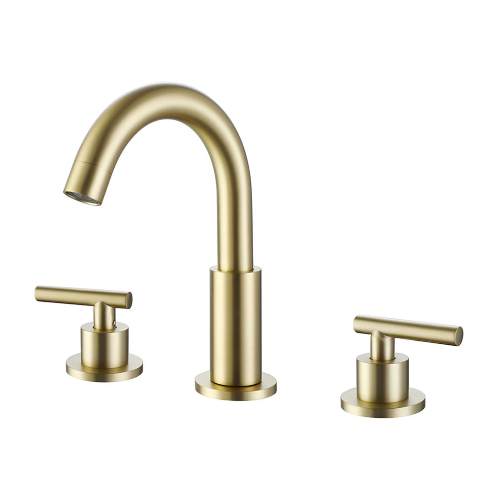 Kaiping Factory Brushed Gold Wash Hand Hot Cold Water Copper Basin Faucets Mixers Taps for Bathroom