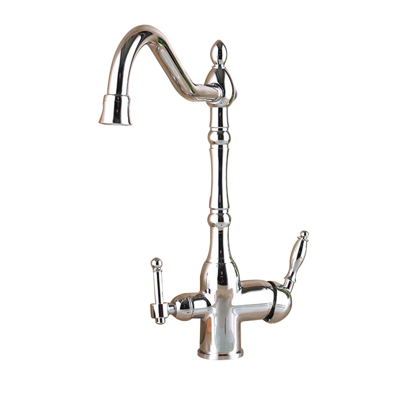 Gold Paint Kitchen Sink Basin Faucet Antique Faucet 3 Way Spout Kitchen Mixer Purifier Water Tap