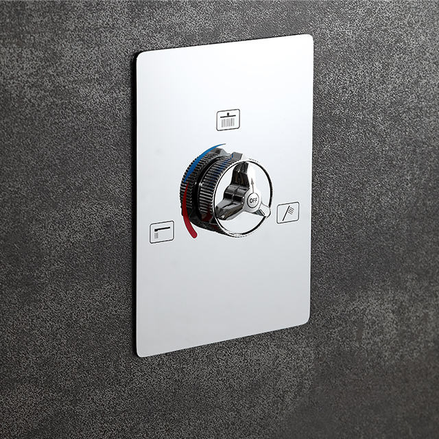 Chrome Square 3 Function Brass Body in Wall Hot and Cold Concealed Shower Diverter Valve Mixer Faucet