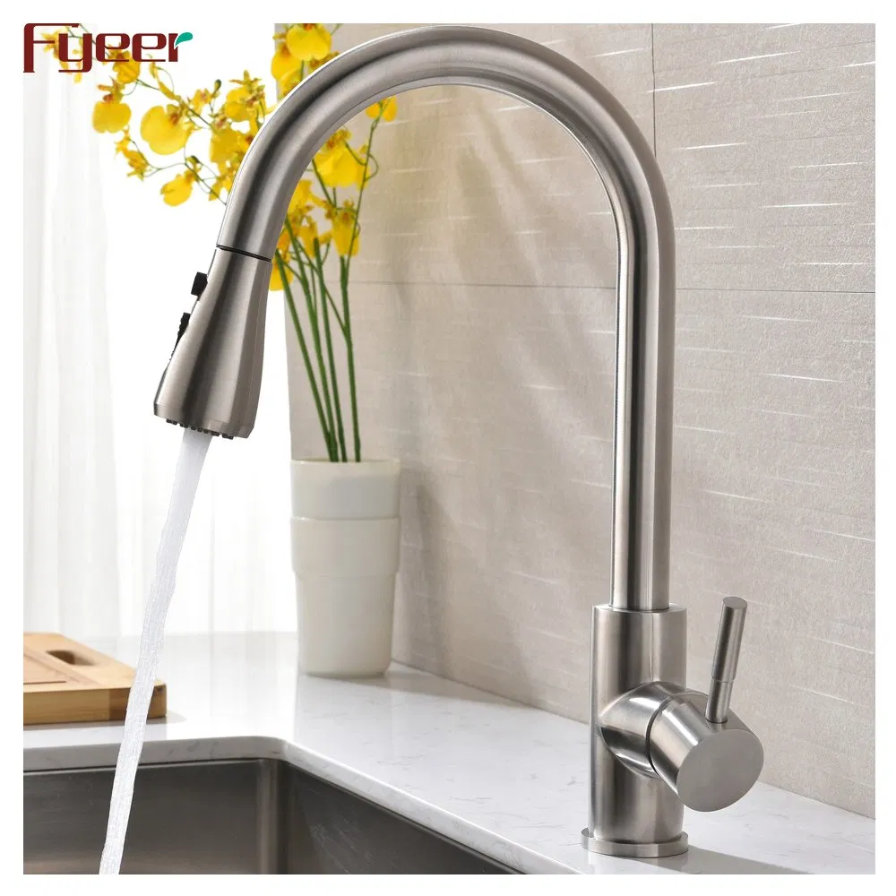 Fyeer 304 Stainless Steel Kitchen Mixer Faucet with Pull Down Spray