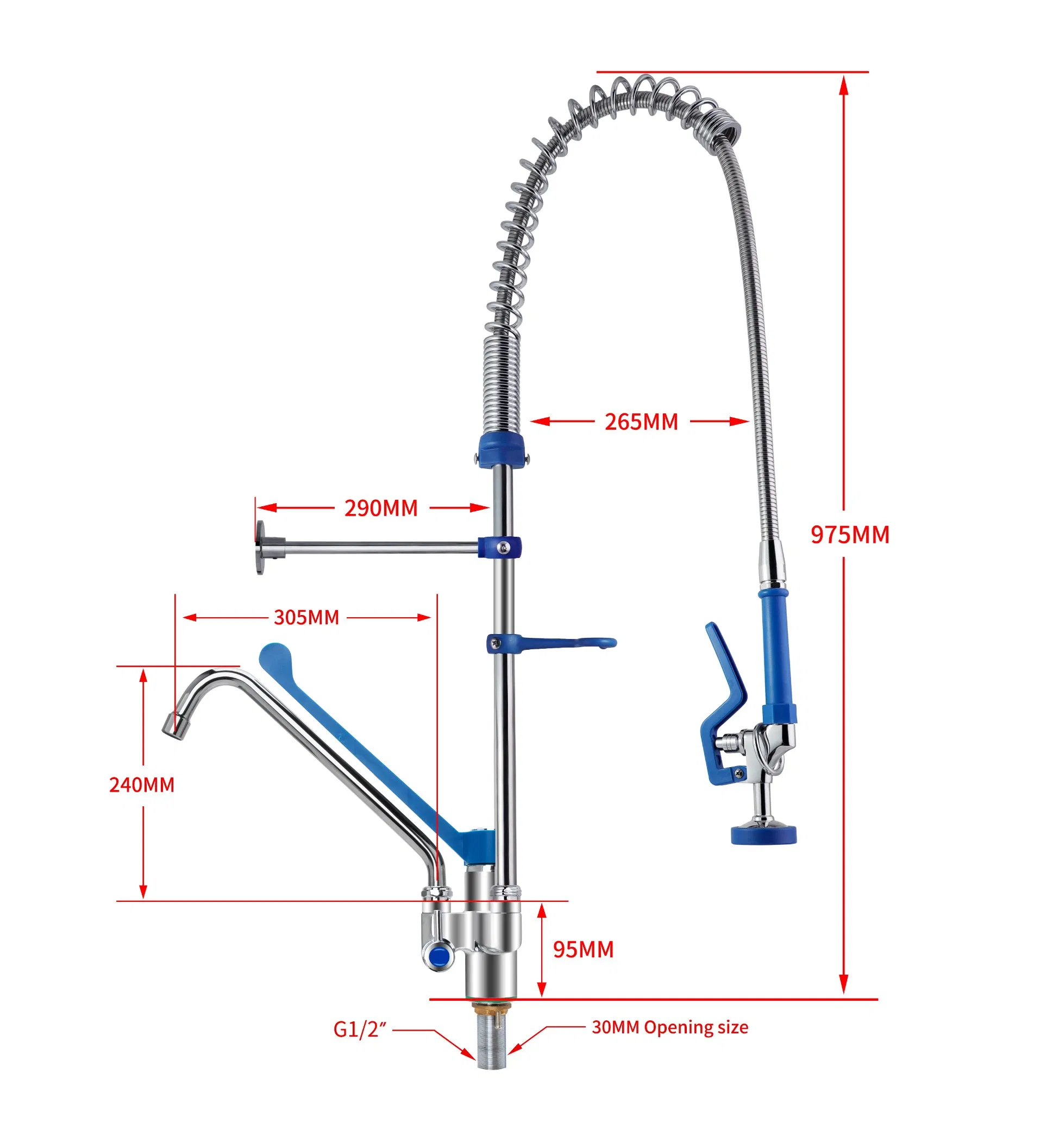 Heavy-Duty Commercial Kitchen Faucet with Long Lever Design